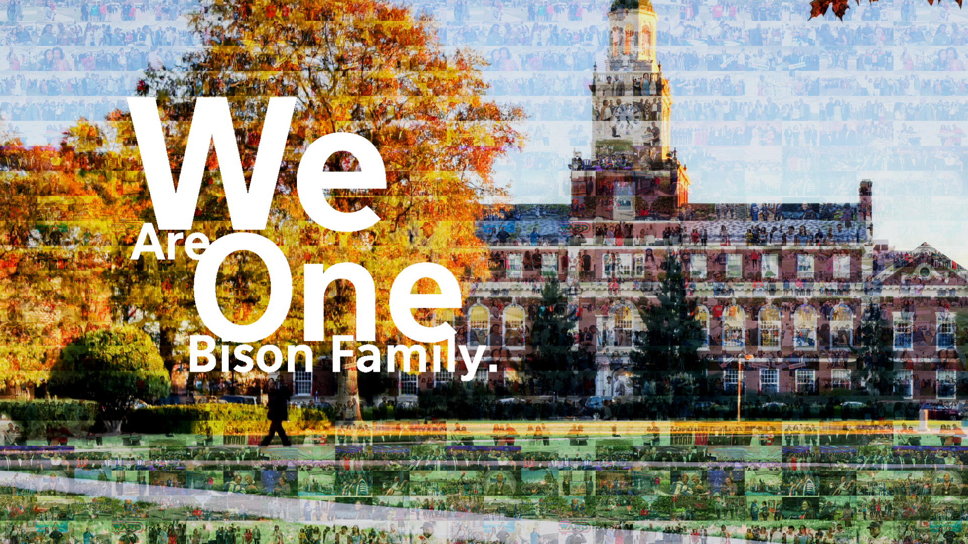 The Howard University Founders Library clocktower overlaid with the words "We Are One". 