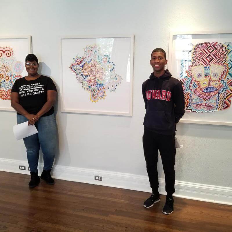 Howard University students at an art gallery.