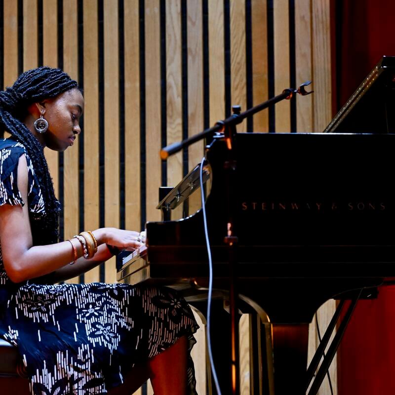Student plays piano