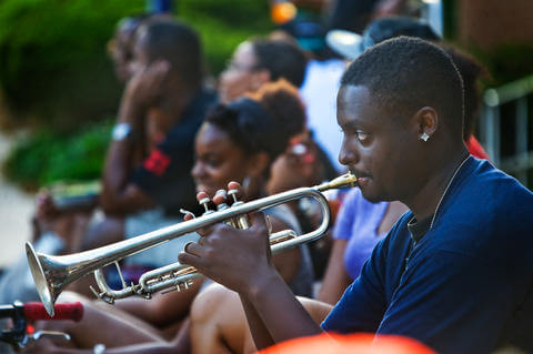 A trumpet player.