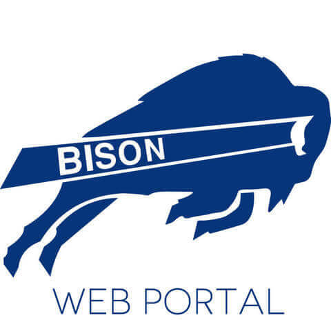 Blue colored Bison with the words Web Portal