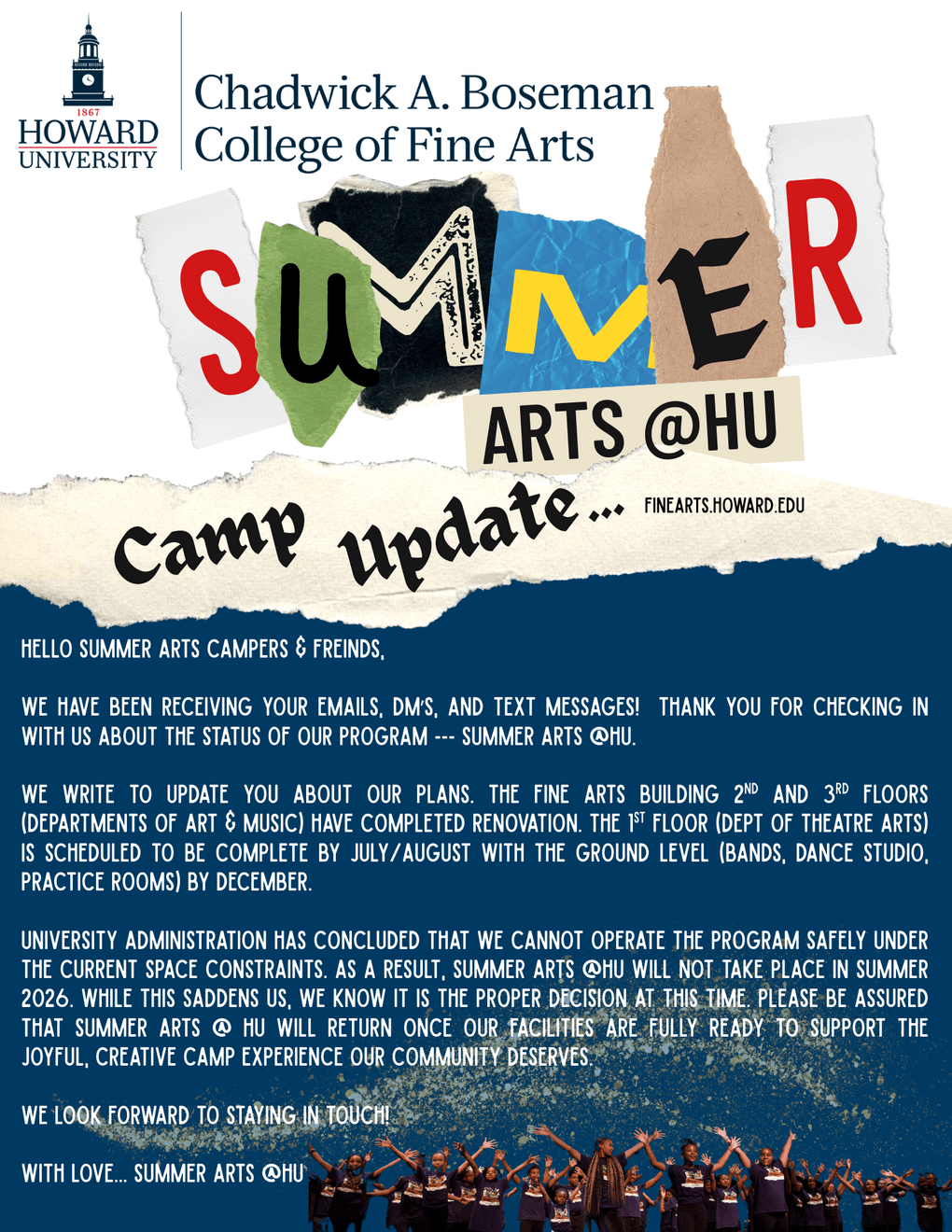 Summer Arts Camp Update