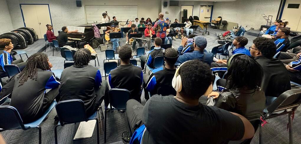 Friendship Public Charter School Marching Band Attend Jazz Rehearsal