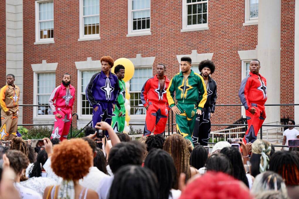 Members of Models Inc. command the stage during the Chadwick A. Boseman Day Student Showcase on the Yard.