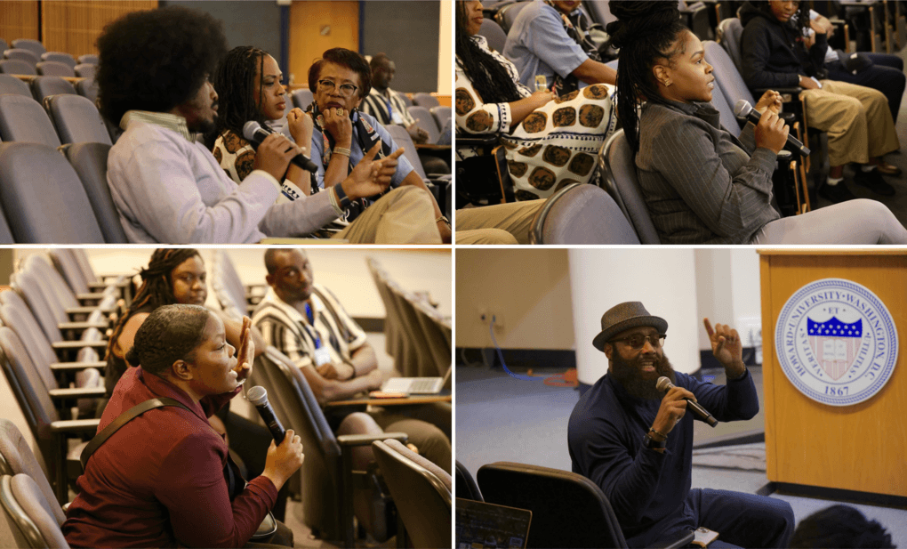Audience members engage in a lively Q&A